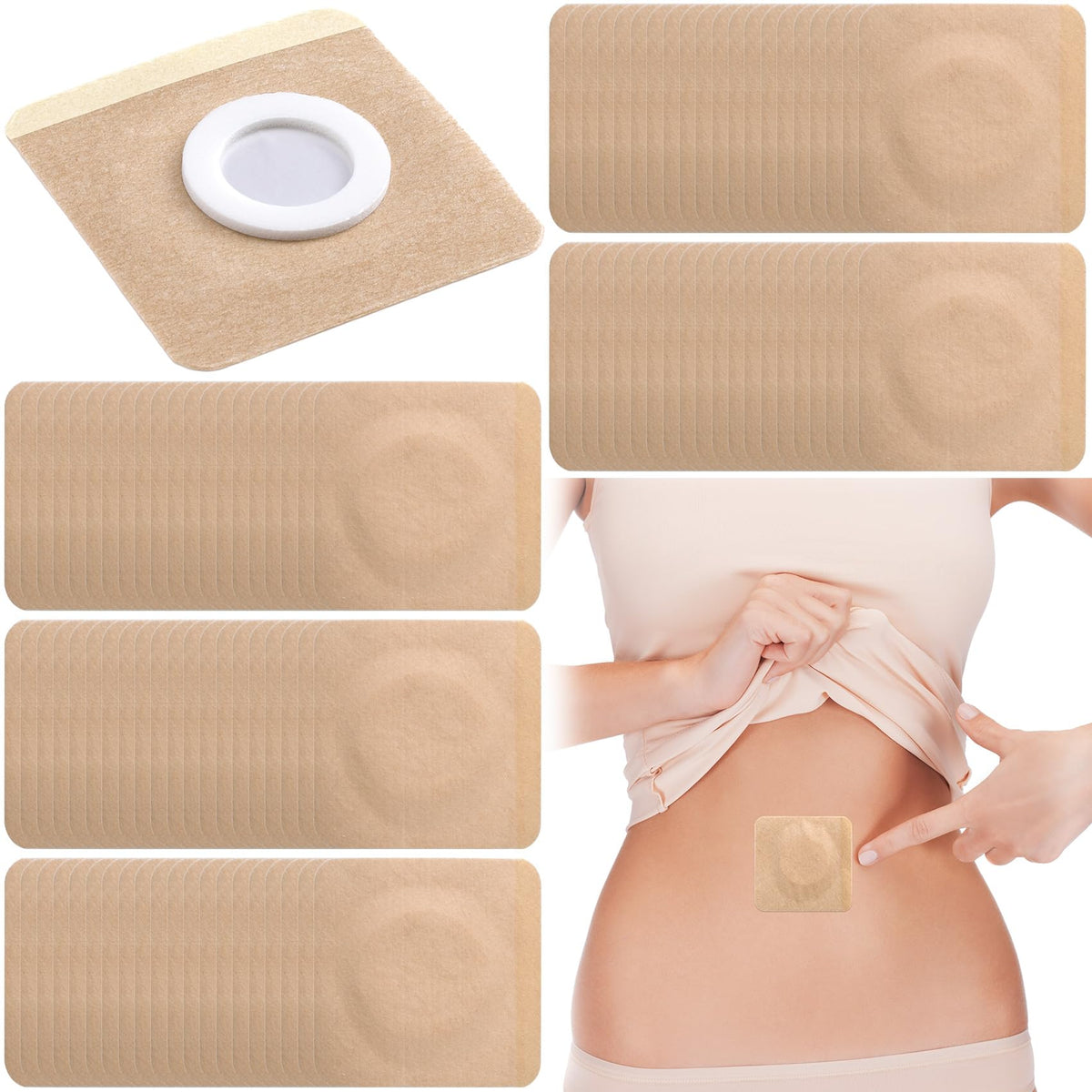 Joez Wonderful beige 7x7 cm castor oil wrap applied to skin for easy use