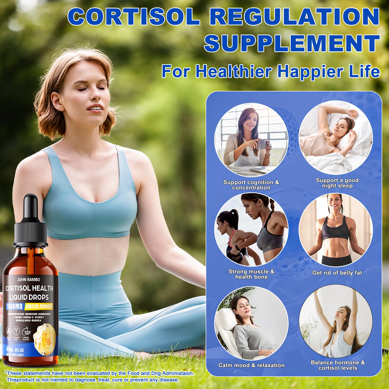 JOHN RAMBO Cortisol Drops label view highlighting ingredients