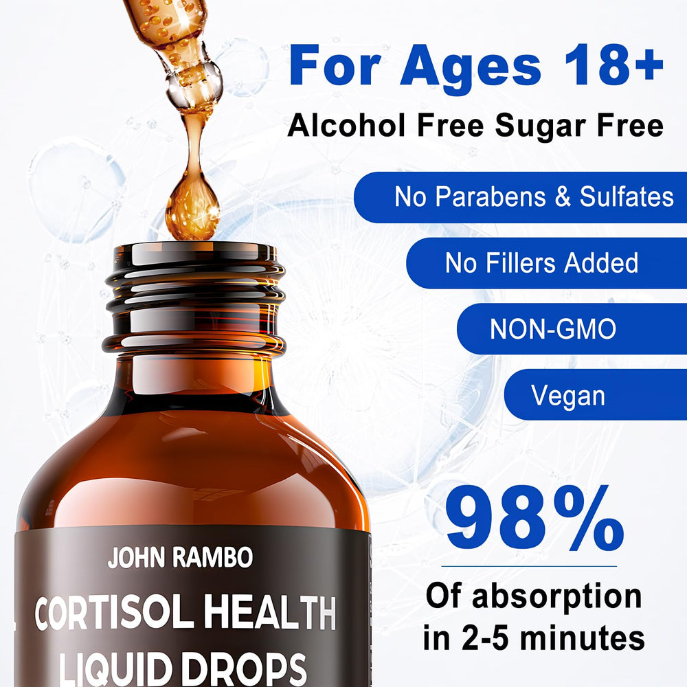 JOHN RAMBO Cortisol Drops packaging box display