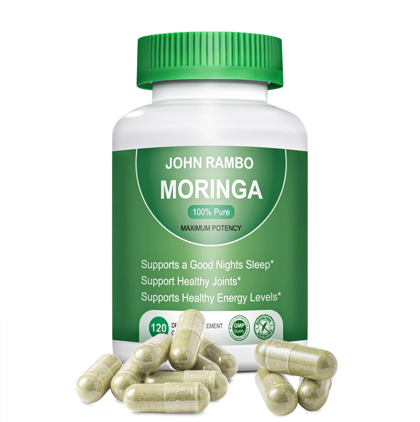 John Rambo Moringa capsules bottle front view for daily wellness