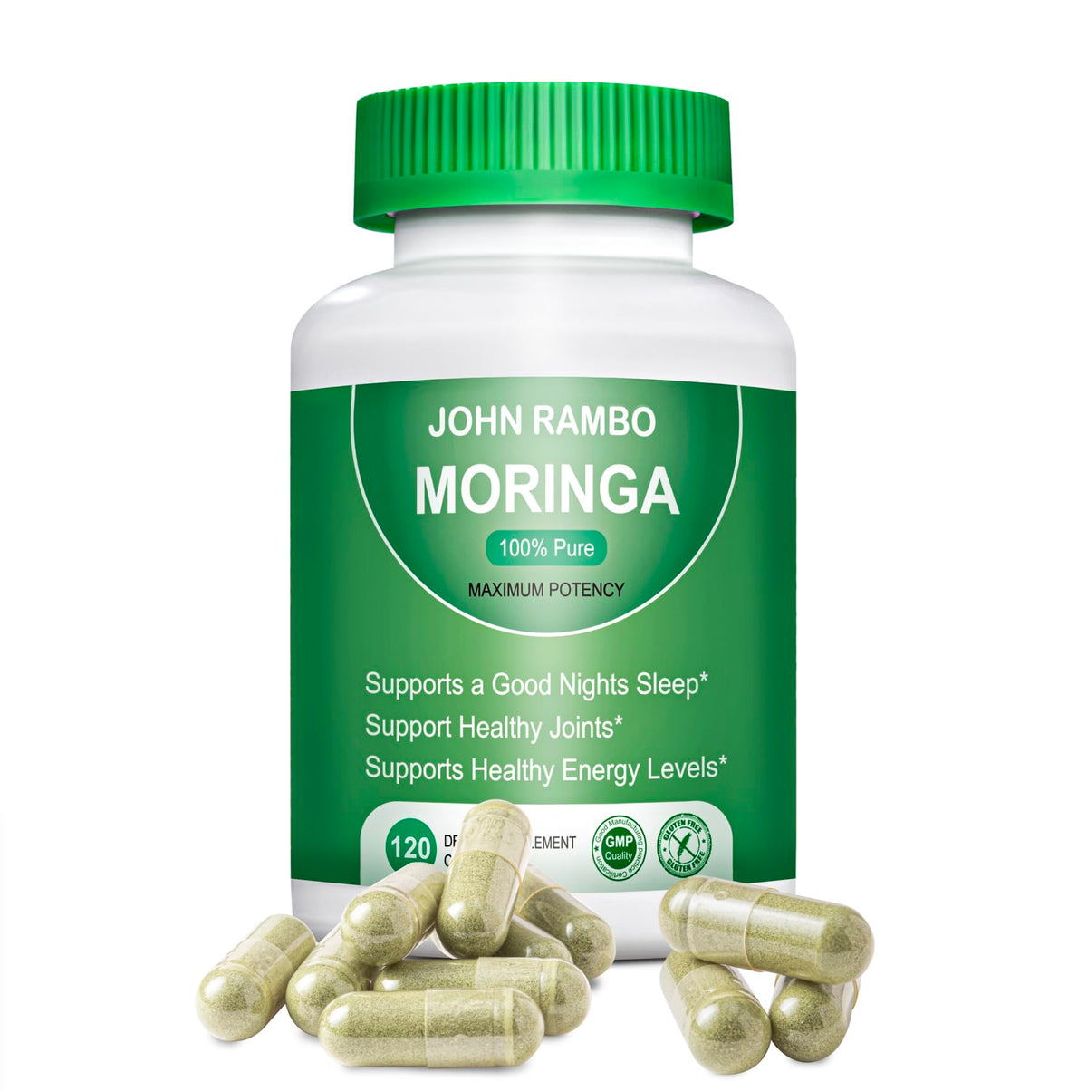 John Rambo Moringa capsules bottle front view for daily wellness