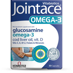 Jointace Omega-3 capsules bottle front supports joint comfort during daily activities