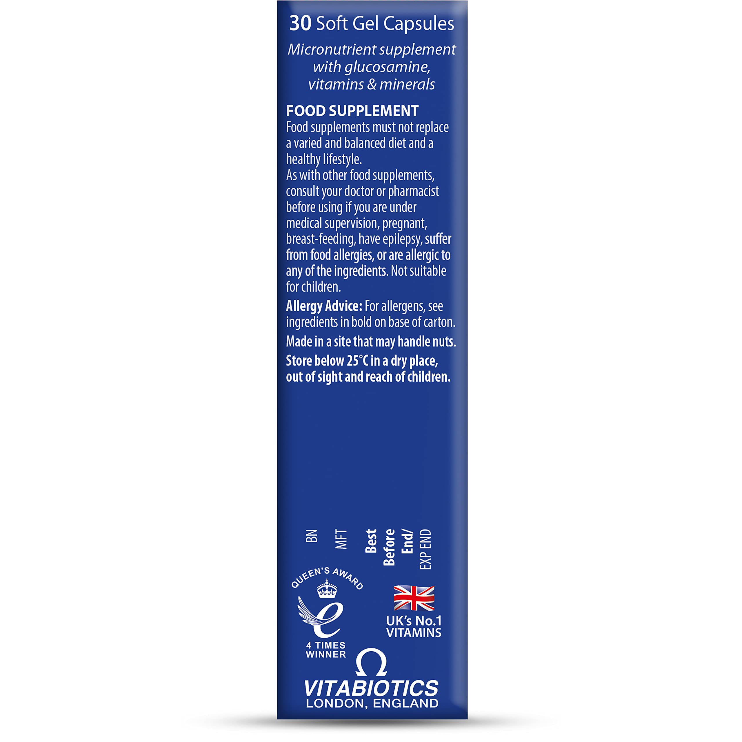Jointace Omega-3 bottle with glucosamine label suggests a blended support