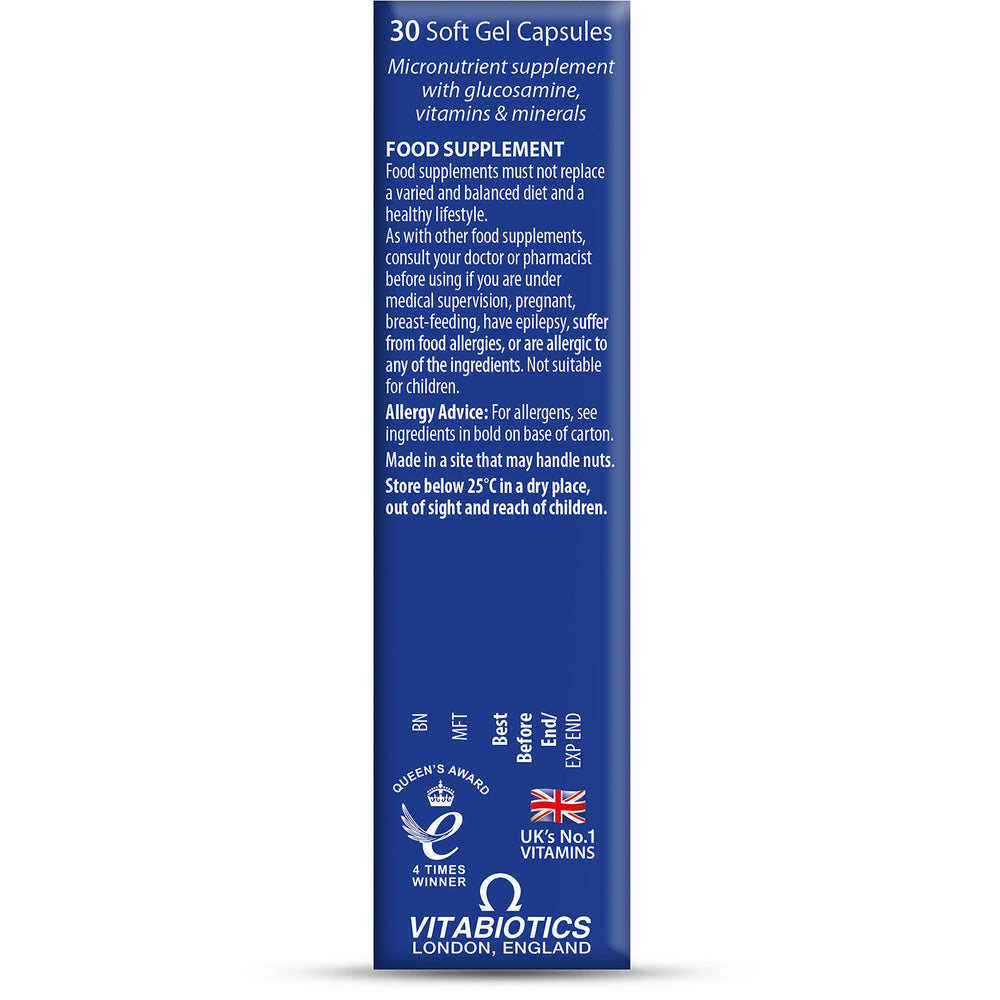 Jointace Omega-3 bottle with glucosamine label suggests a blended support