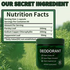JOKODOMUS capsules close-up in green, highlighting natural chlorophyll ingredients