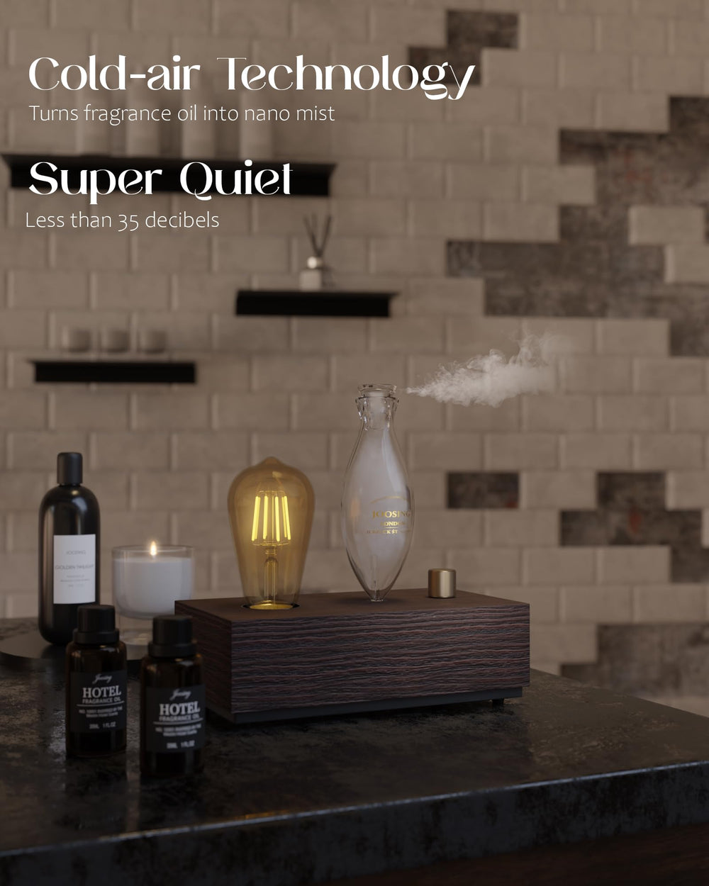 JOOSING diffuser with 3 color lights creates mood-appropriate ambiance