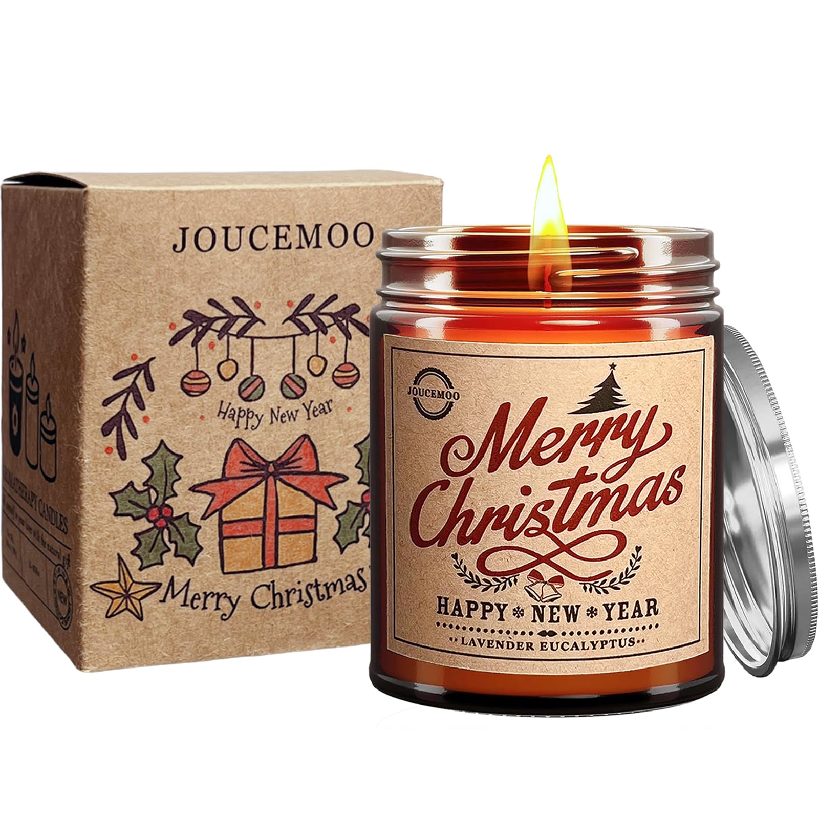 JOUCEMOO Lavender Eucalyptus candle with 7oz jar for calming aromatherapy at home
