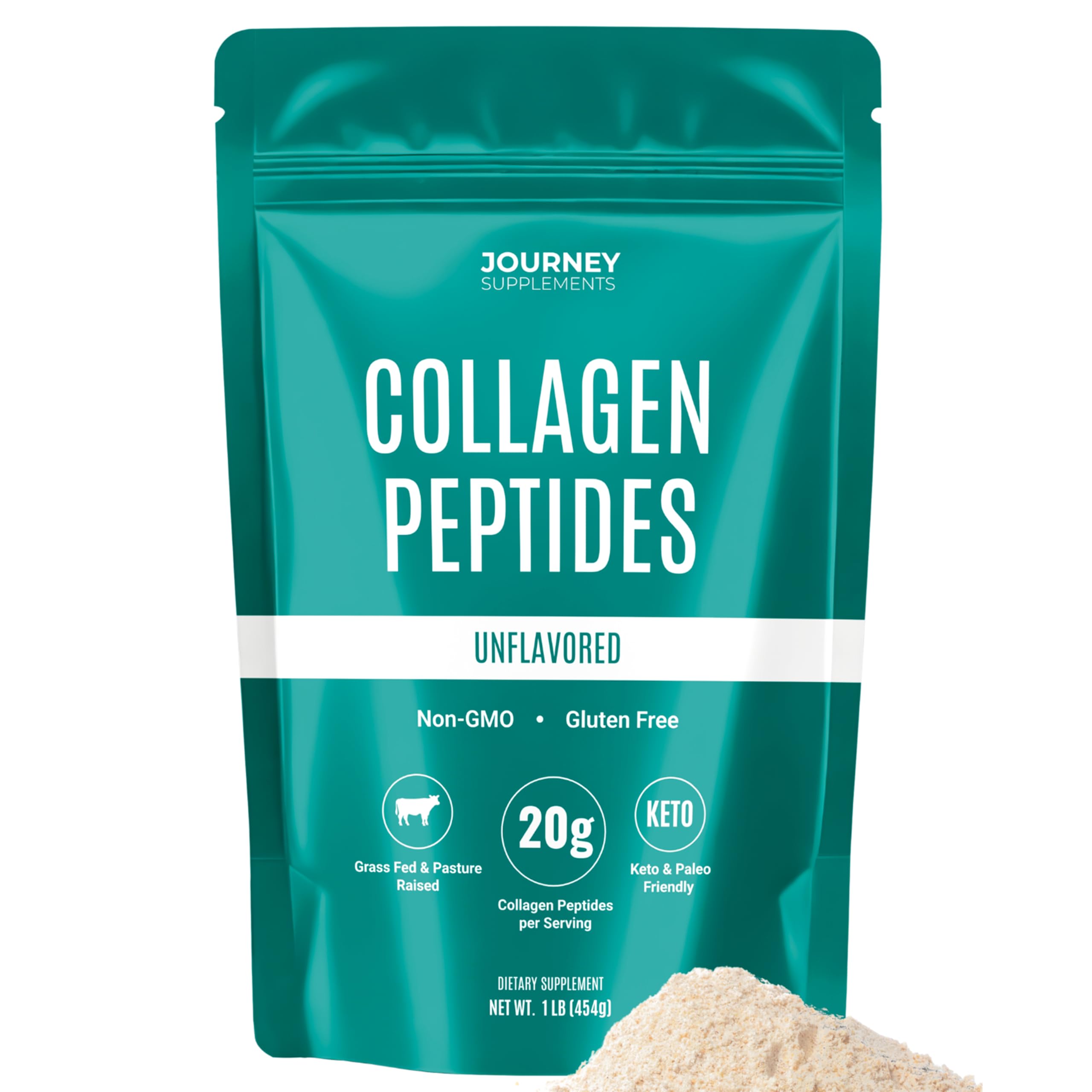 Journey Supplements Collagen Peptides Powder bottle supports daily beauty routine.