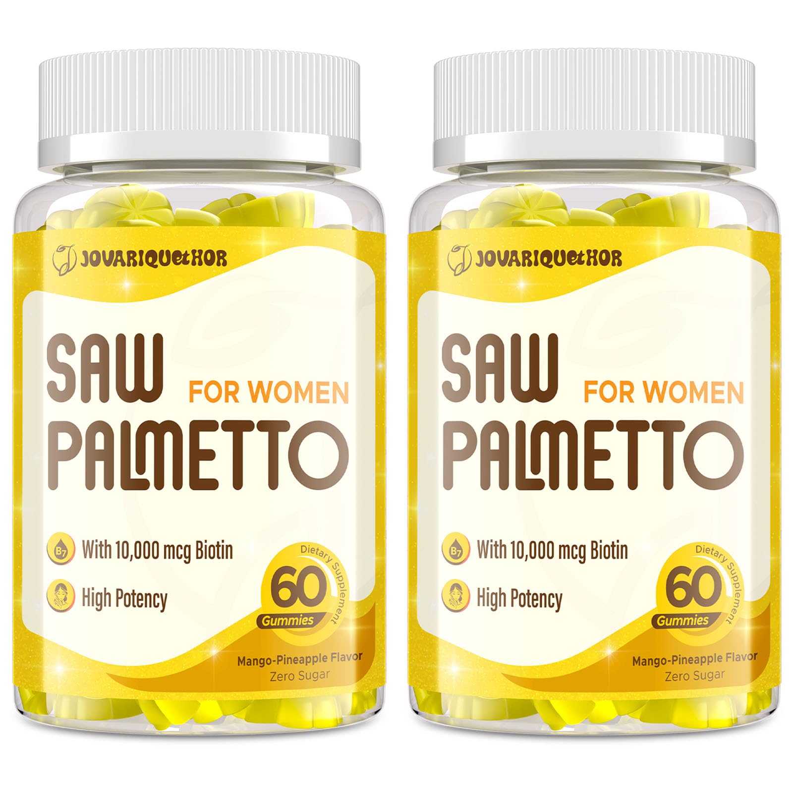 Jovariquethor Saw Palmetto Women bottle pour showcasing 500mg formula for daily use