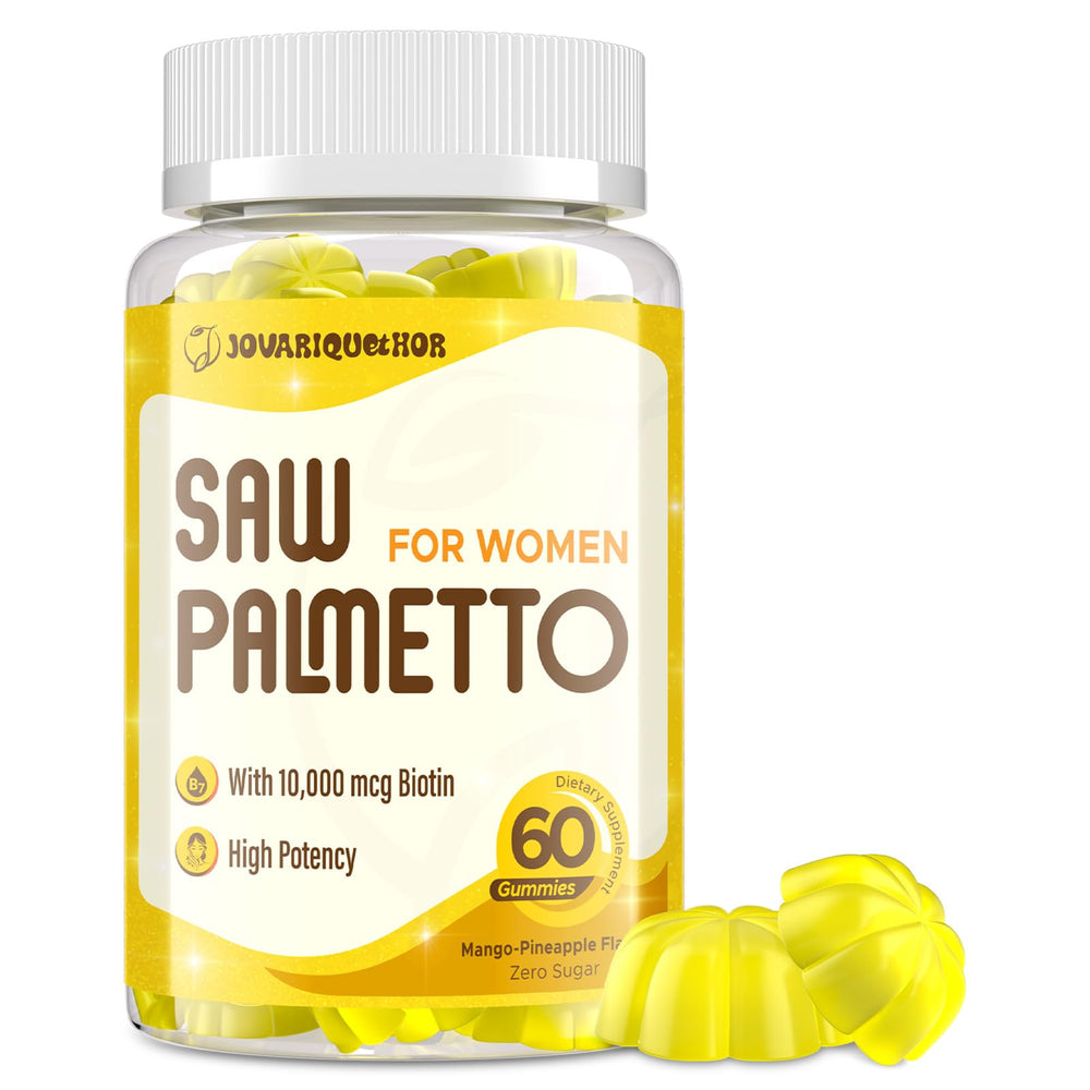 Jovariquethor bottle displays potent 500mg saw palmetto for daily wellness