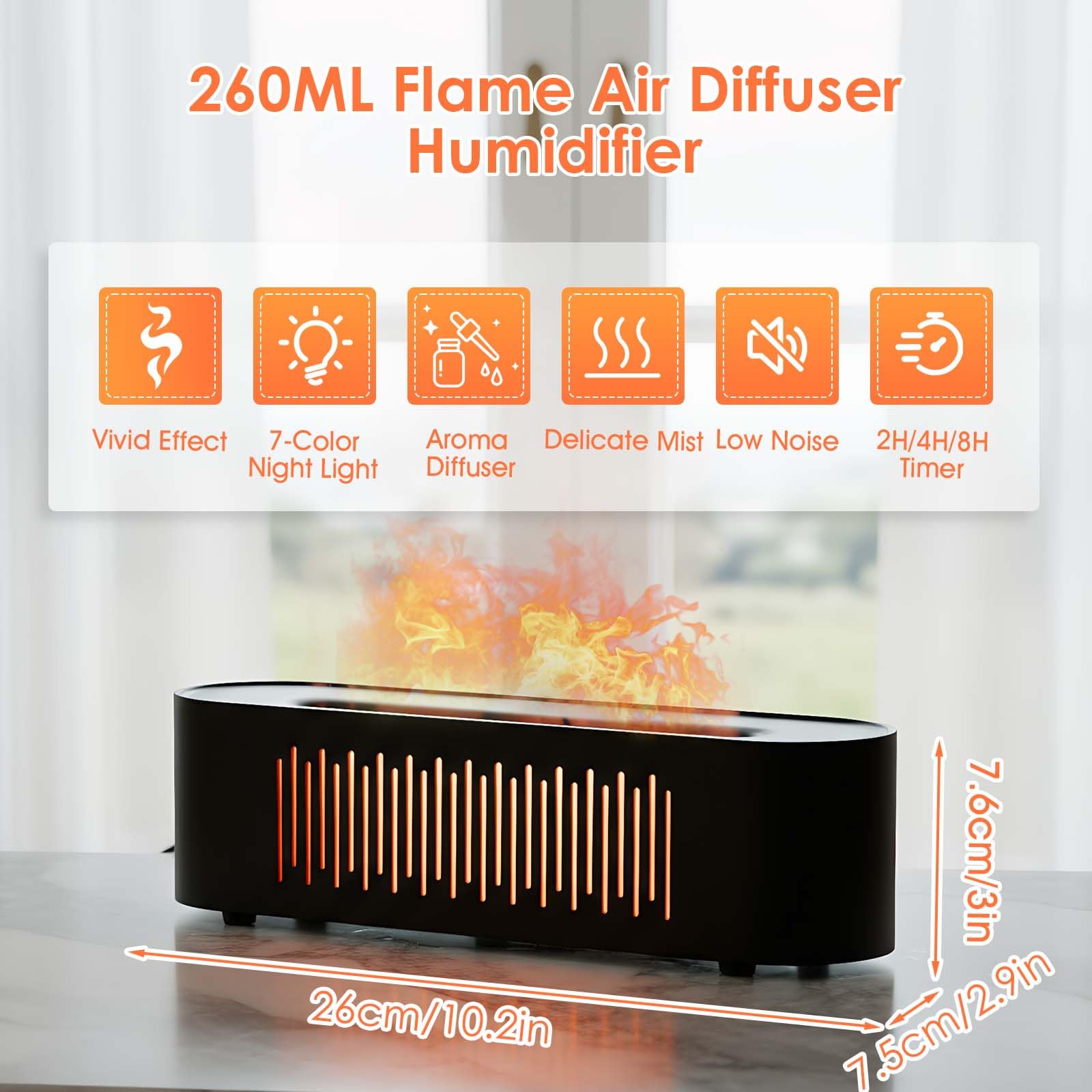 JOVELL diffuser showing seven-color lights to set mood and focus.