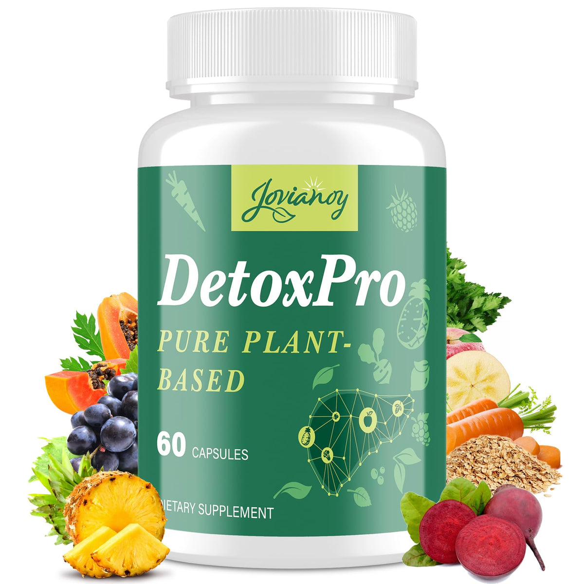 Jovianoy detox 1000mg bottle for daily detox routine.