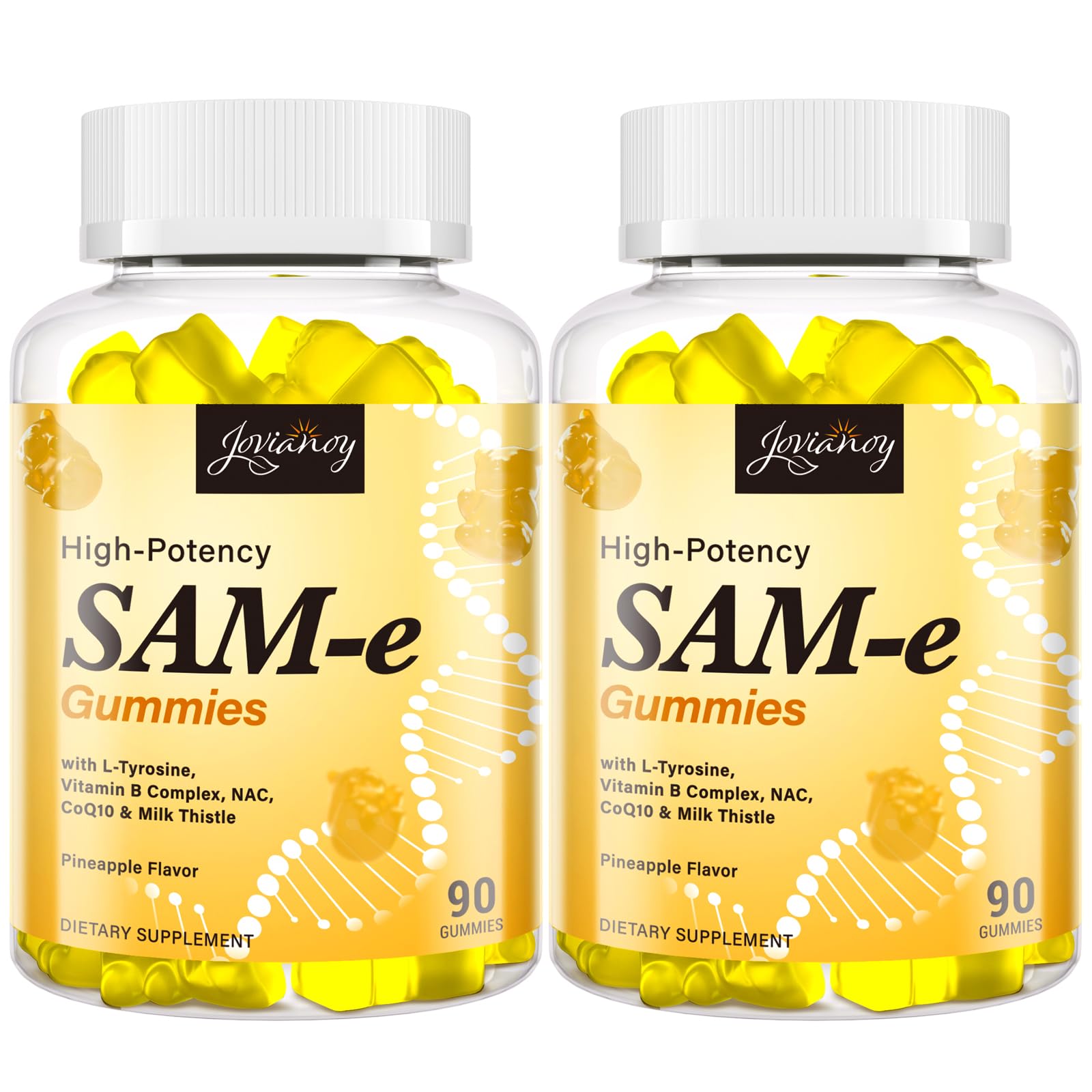 Jovianoy SAM-e gummies pineapple bottle on display for daily use.