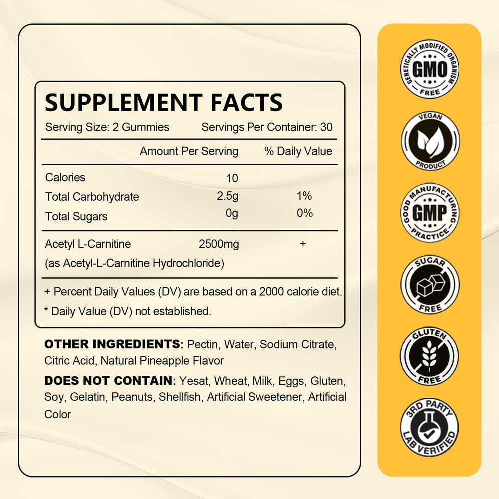 JOVITHEA Acetyl L-Carnitine Gummies pouring shot for quick energy support.