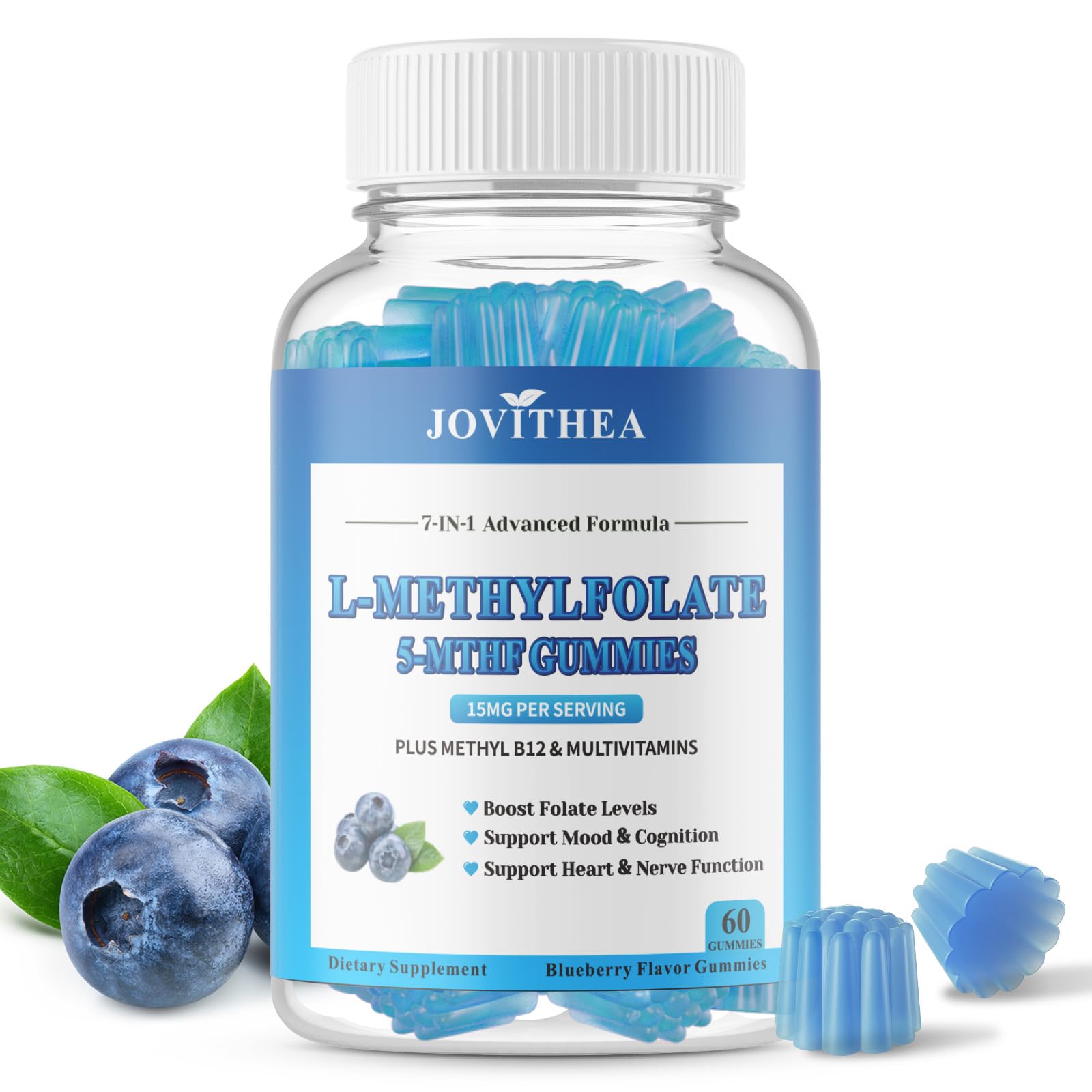JOVITHEA L-Methylfolate Gummies in blueberry flavor for mood and brain support