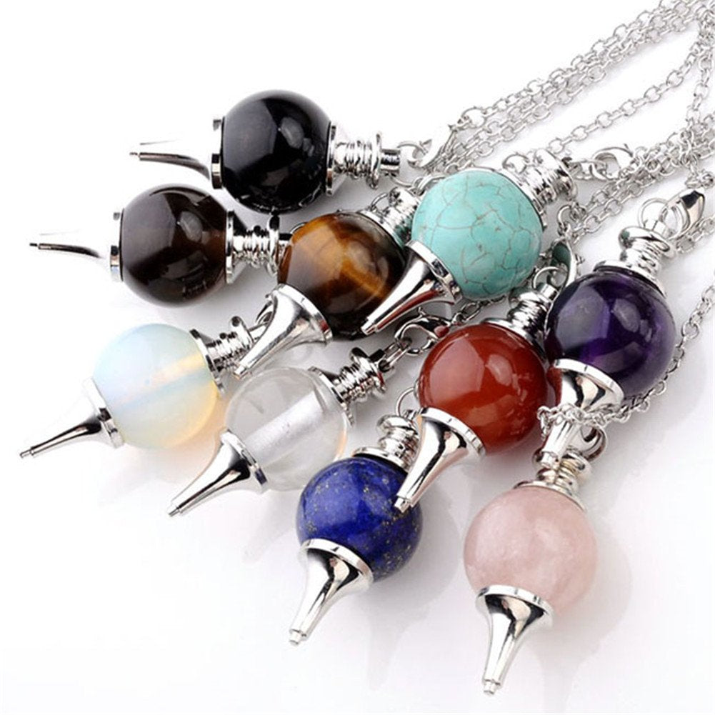 Jovivi amethyst pendulum close-up showcases natural stone for focus and divination.