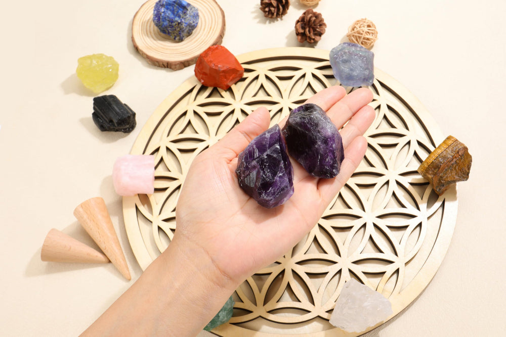 Jovivi raw amethyst stone in natural shape for wire wrapping and jewelry