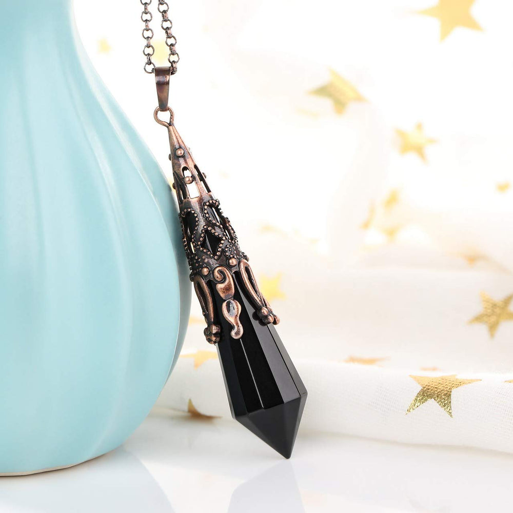 Jovivi black obsidian dowsing pendulum for energy work and divination.