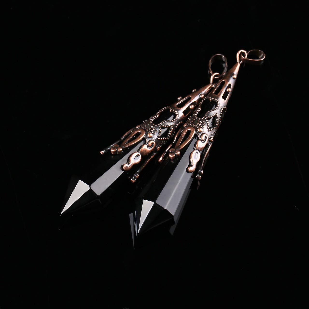 Jovivi obsidian chakra balancing pendant for spiritual alignment and focus.