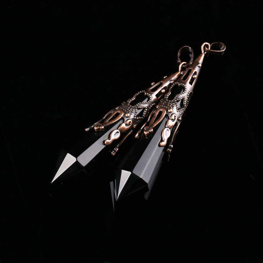 Jovivi obsidian chakra balancing pendant for spiritual alignment and focus.