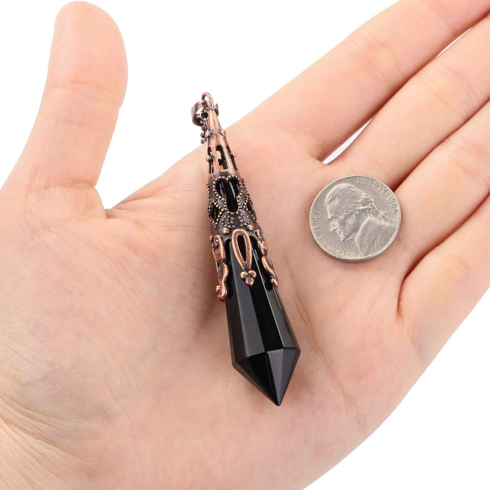 Jovivi Reiki chakra obsidian necklace for meditation and inner clarity.
