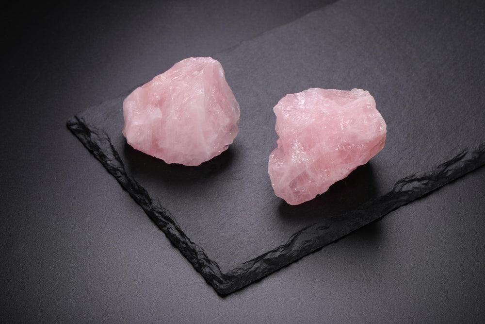 Jovivi rose quartz natural texture closeup showing color variations for crafts.