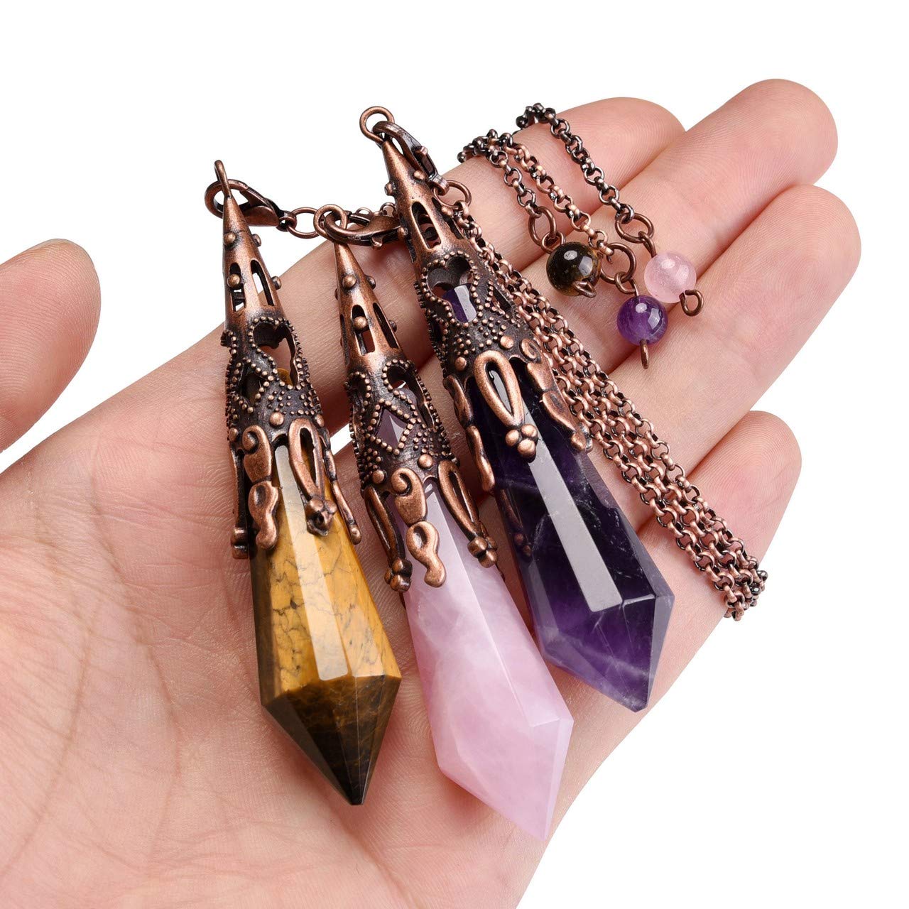 Jovivi tiger eye pendulum aiding clarity in energy work