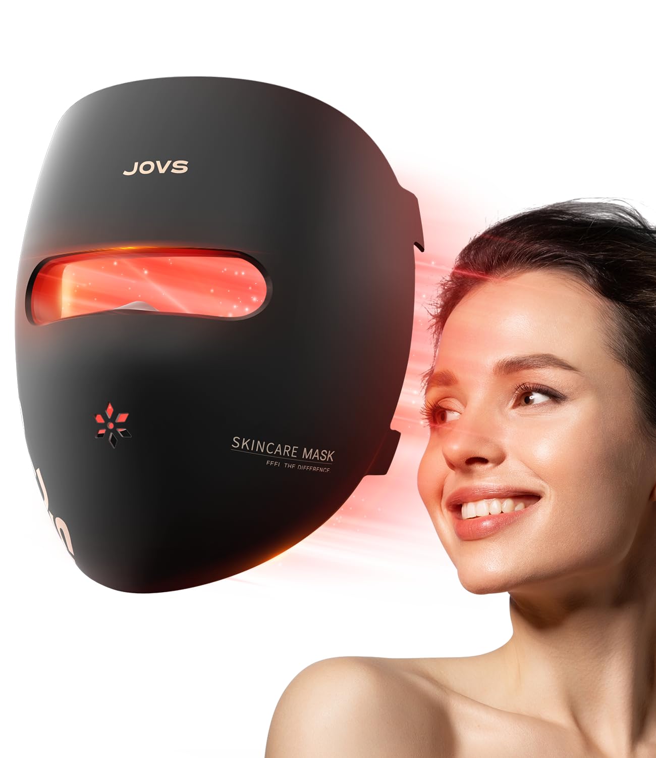 JOVS LED face mask fits softly with silicone for a comfortable at-home routine
