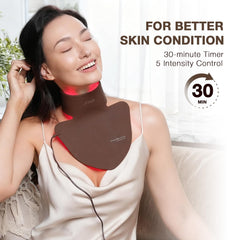 JOVS red light neck mask side view shows flexible silicone and comfortable wear.