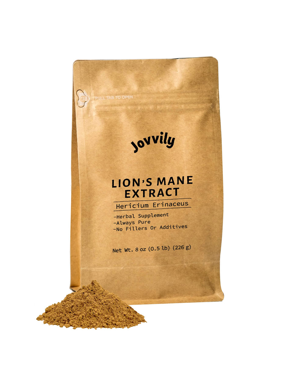 Jovvily Lion's Mane 8 oz bottle supports a daily wellness routine.