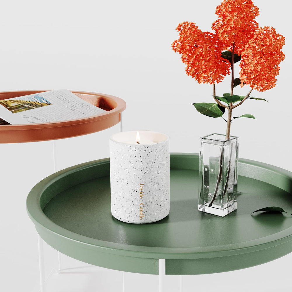 Joyido candle fragrance fills kitchen and living areas with luxury scent.