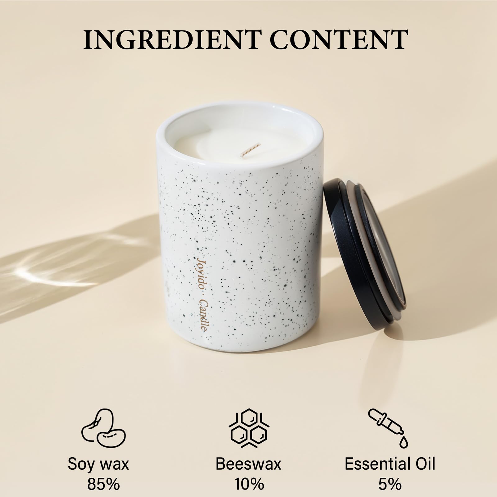 Joyido long-burn candle delivers extended fragrance for relaxing evenings.