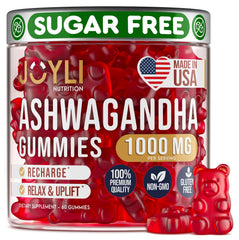 Joyli Ashwagandha Gummies bottle with 60 vegan sugar-free chews for daily calm