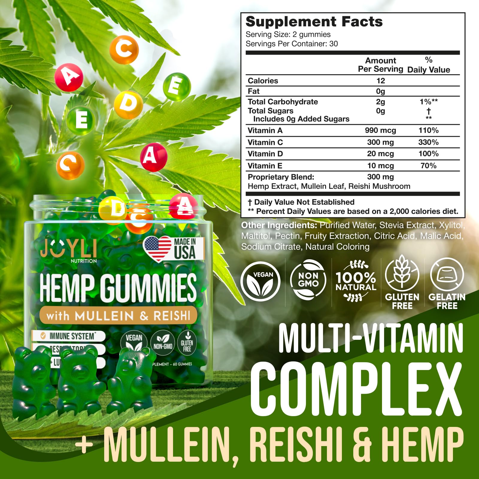 Joyli Mullein leaf closeup emphasizes natural lung-support blend