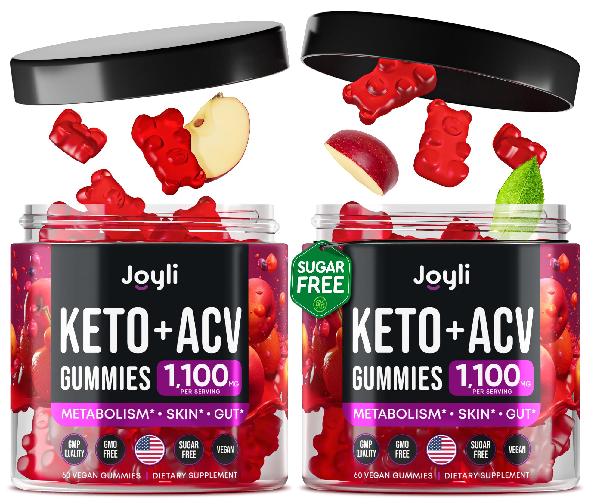 JOYLI Nutrition 2-pack keto ACV gummies bottle for convenient keto-friendly support.