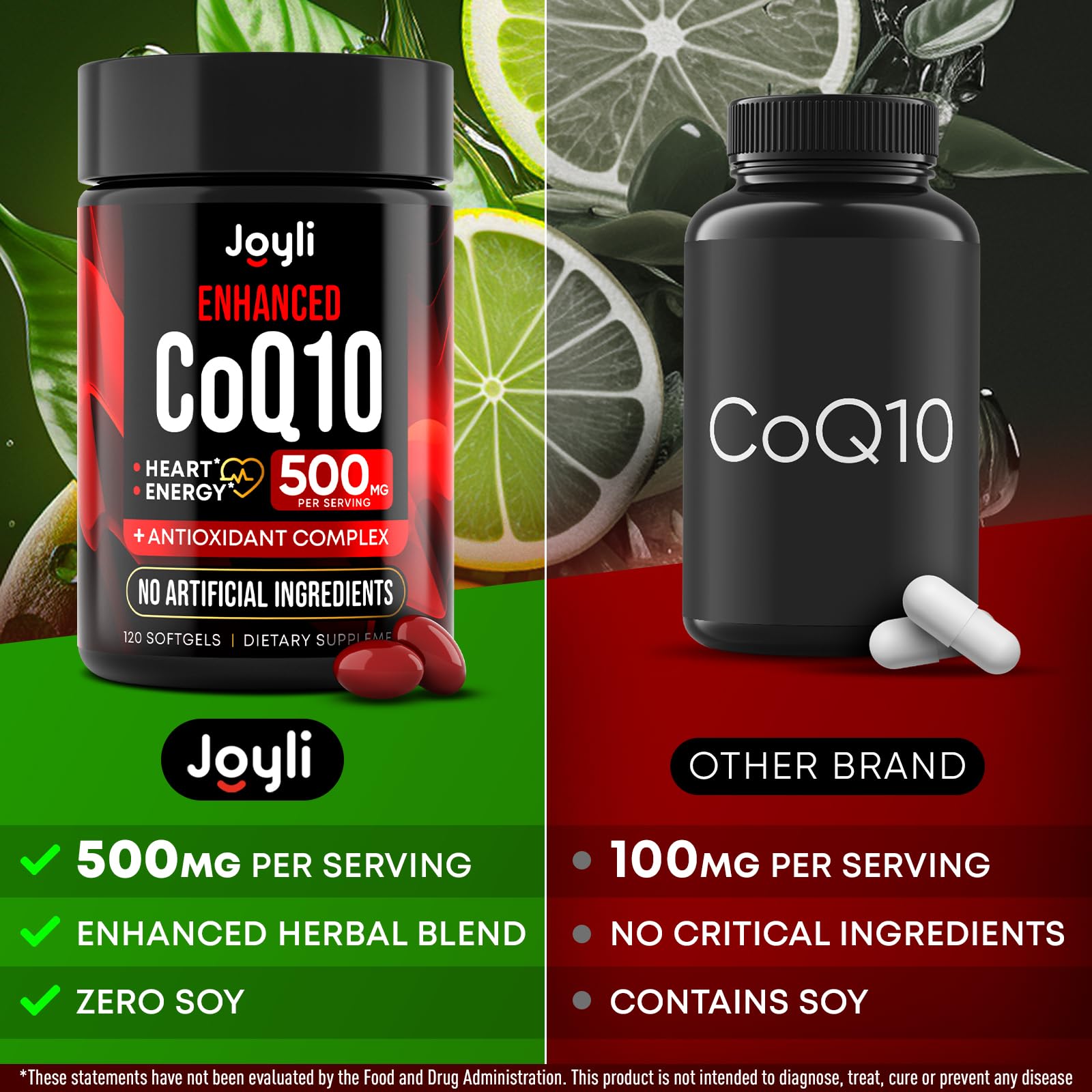 JOYLI Nutrition CoQ10 softgels close-up for daily energy support