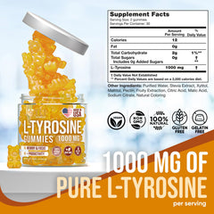 Joyli Tyrosine Gummies close-up texture showing sugar-free formula