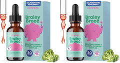 JoySpring broccoli drops bottle, kid-friendly raspberry supplement for daily use.