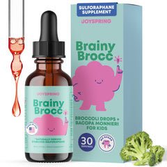 JoySpring broccoli sprout drops for kids in a bottle; easy daily use and dosing