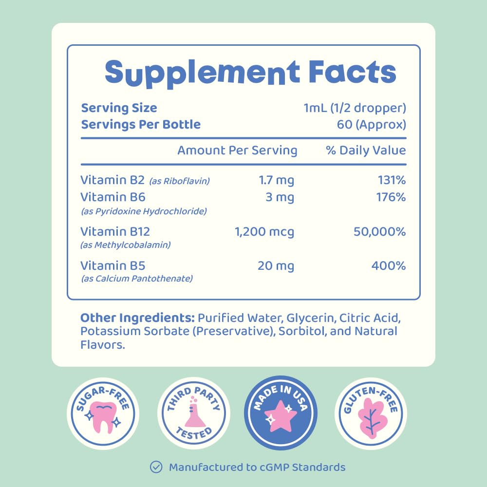 JoySpring Burst B12 Drops flavorless formula suitable for mixing with children's drinks