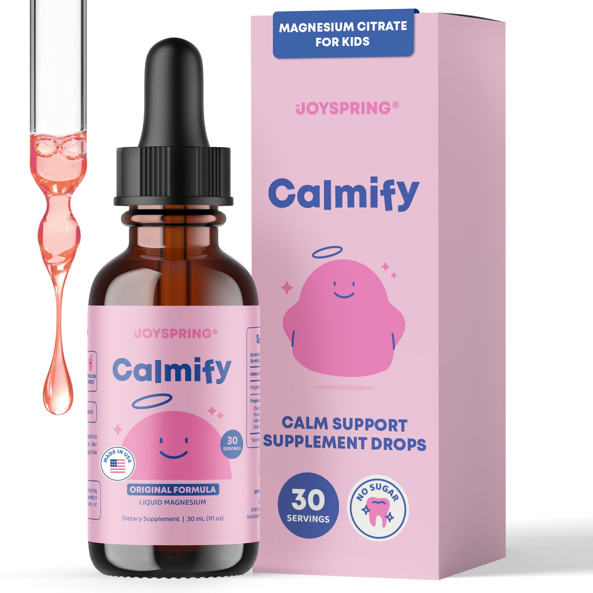 JoySpring Calmify bottle with dropper for easy kid dosing.