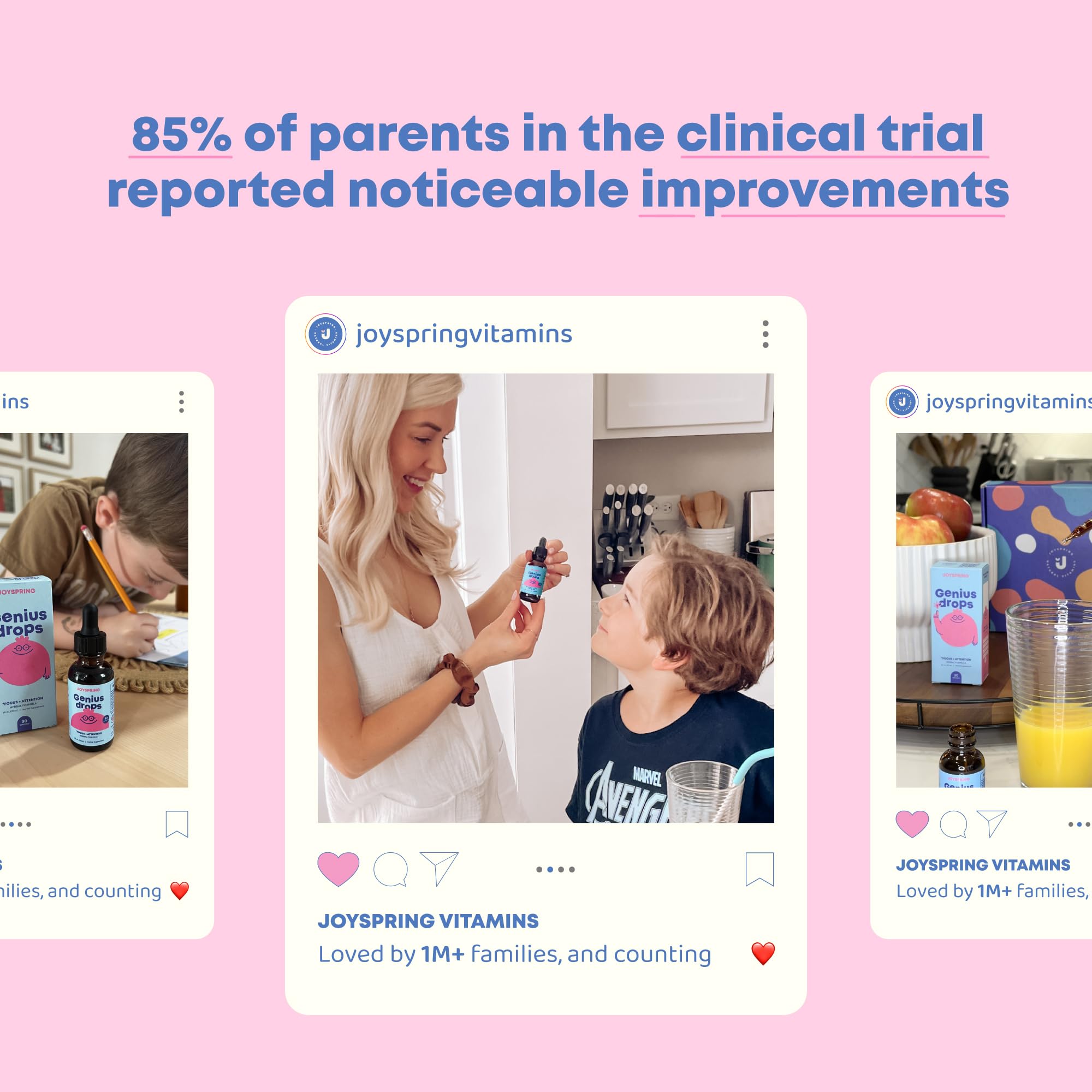 JoySpring Genius Drops emotional-balance imagery suggests steadier moods