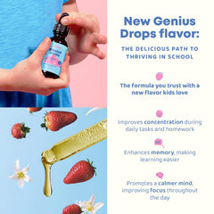 JoySpring Genius Drops Smartberry Vanilla being poured for a kid-friendly daily routine.