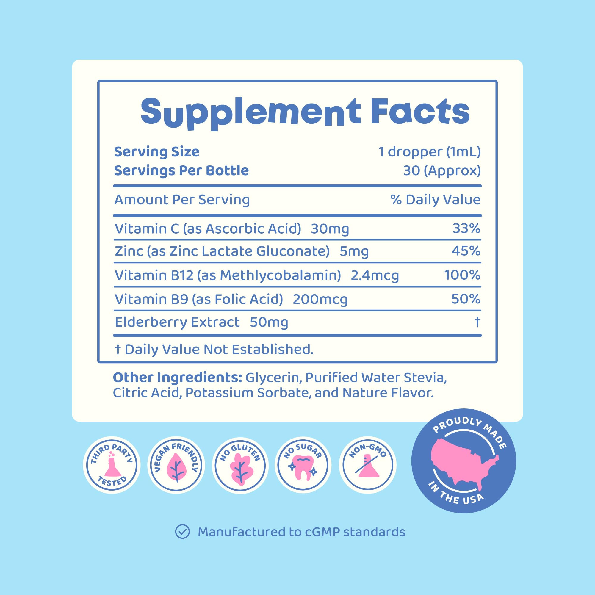 JoySpring B Complex ingredient list highlighting elderberry and B vitamins