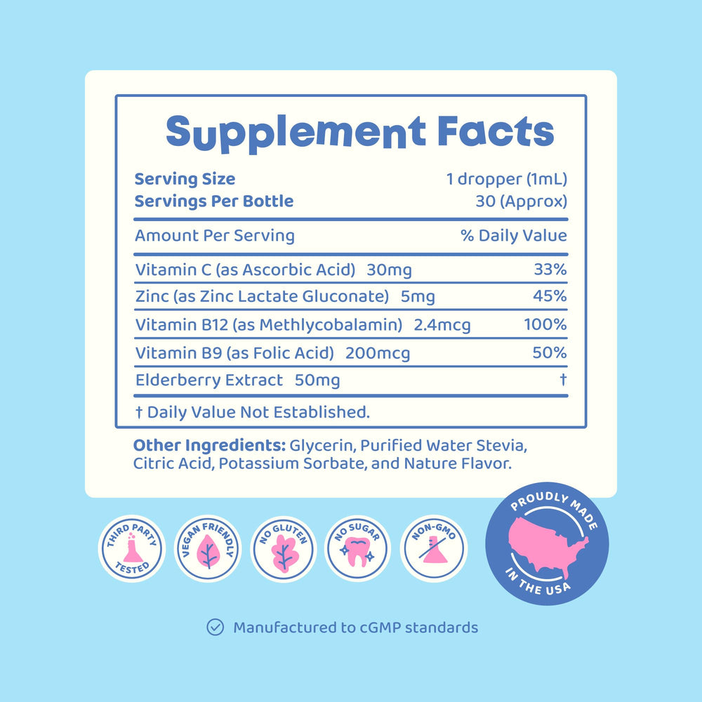 JoySpring B Complex ingredient list highlighting elderberry and B vitamins