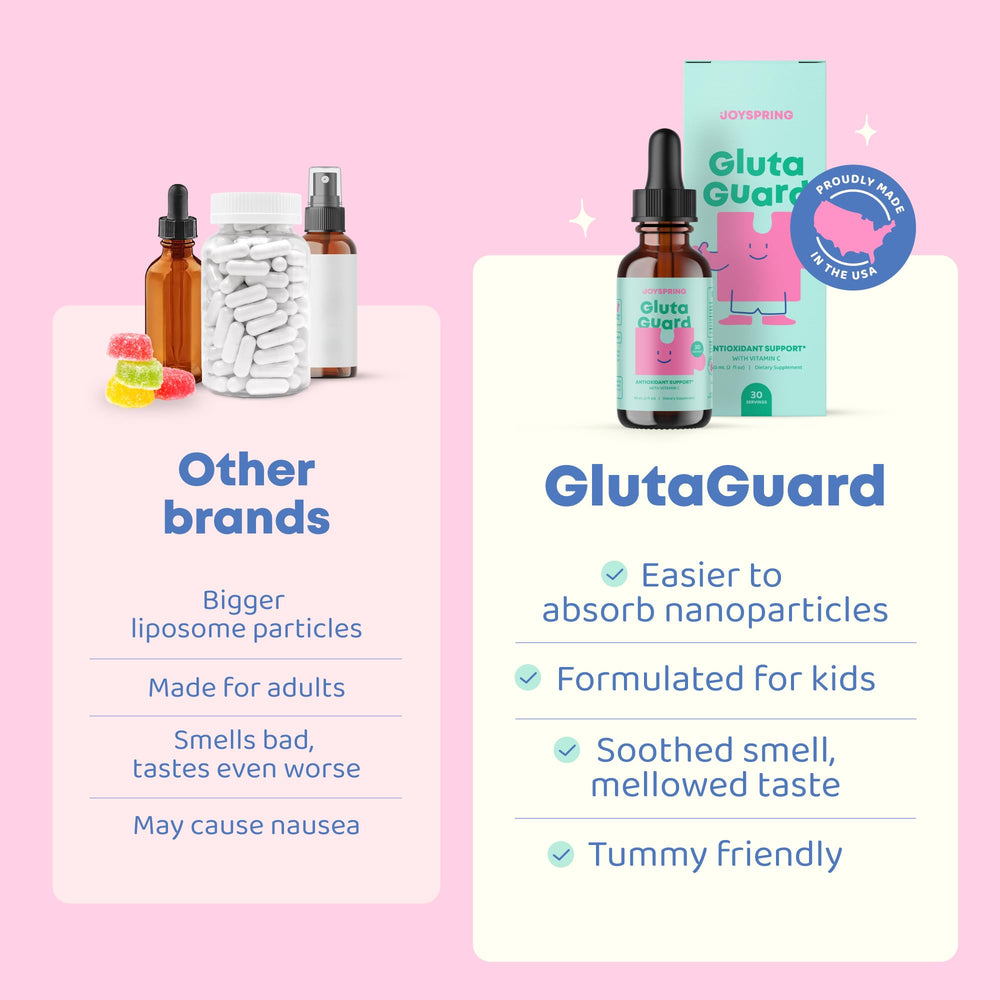 JoySpring liposomal glutathione liquid looks smooth and kid-friendly