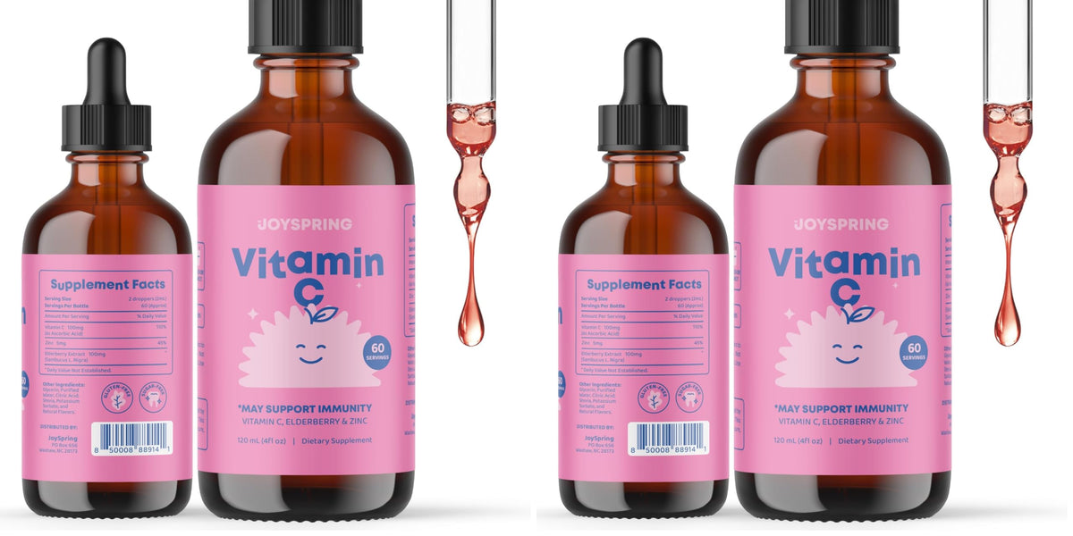 JoySpring Kids Vitamin C Drops bottle for immune-friendly daily use