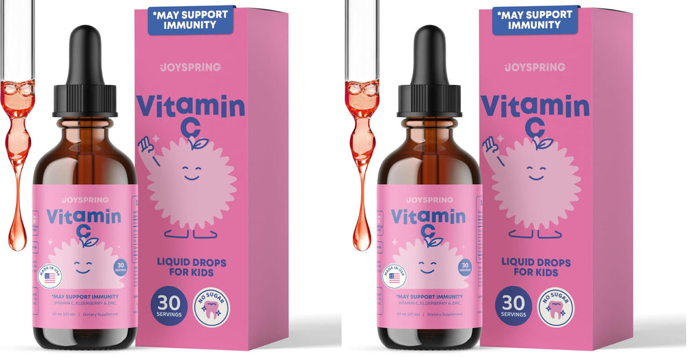 JoySpring Vitamin C drops for kids bottle with clear dosing for daily immune support