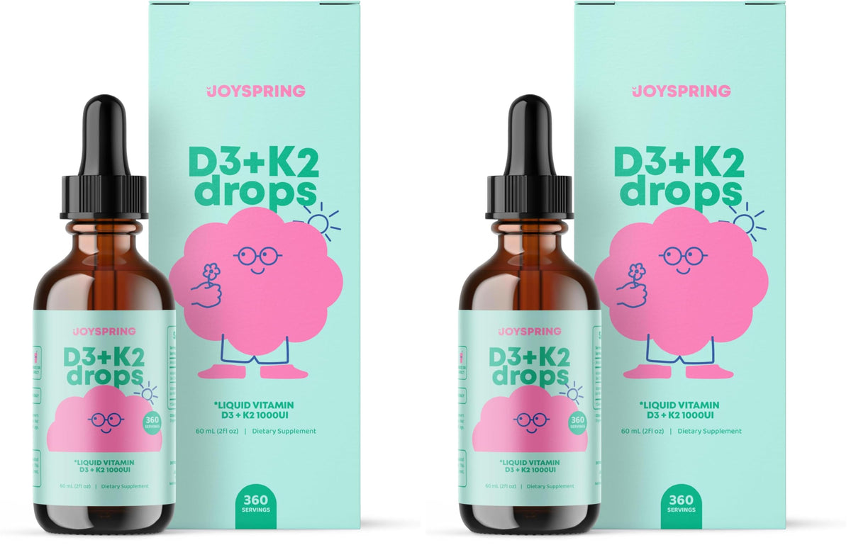 JoySpring Vitamin D3 K2 Kids Drops bottle for bone support in kids