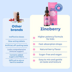 JoySpring ZincBerry elderberry label communicates flavor and kid-friendly formula.